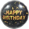 18'' / 45 см Круг, Happy Birthday (золотое конфетти), Черный
